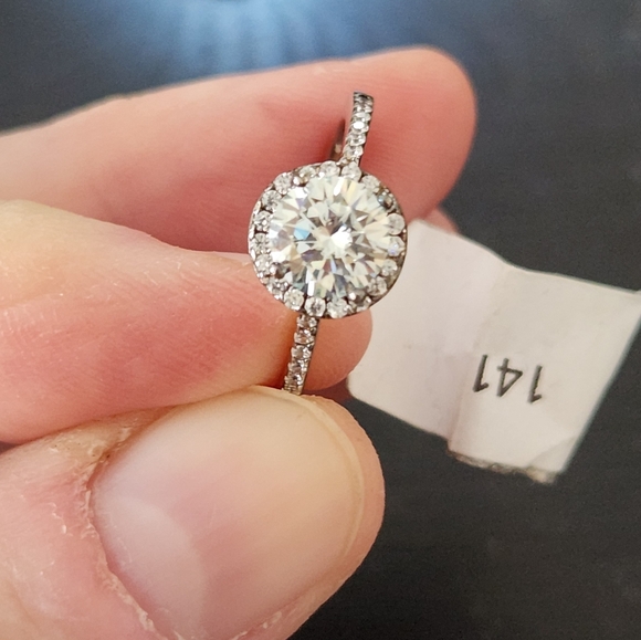 Moissanite Diamond Engagement Ring Brilliant Round Cut GRA S925 1 Ct Size 6 - Picture 9 of 11